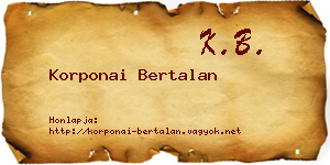 Korponai Bertalan névjegykártya